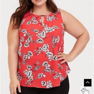 Torrid Georgette Keyhole Orange Floral Peony Lightweight Tank Size 2X